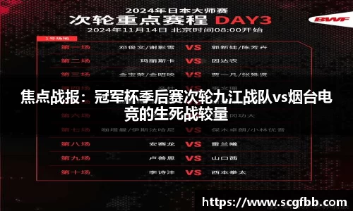 焦点战报：冠军杯季后赛次轮九江战队vs烟台电竞的生死战较量